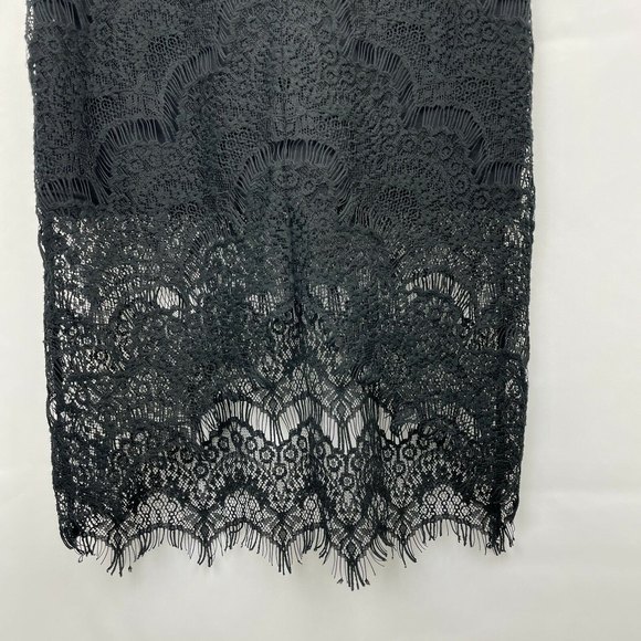 Intimately Free People Black Peekaboo Lace Slip Dress Scallop Hem Size S/M - Picture 5 of 12